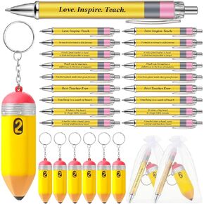 18 Sets Teacher Appreciation Gifts for Women Included Ballpoint Pens Pencil Shaped Stress Balls Keychains and Organza Bags Teacher Gifts Employee coworkers