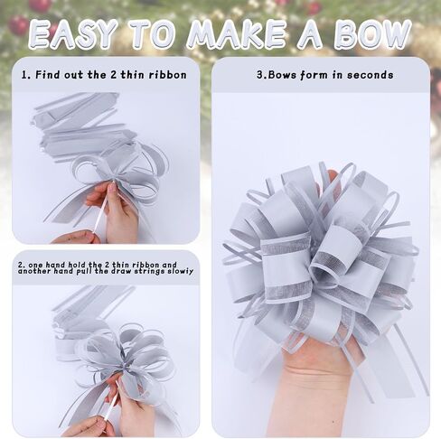 FORBINBO 6Pcs 6inch Pull Bow Gift Wrapping,Pull Bow For Gift Basket, Gift Bag Box Wrapping Decor, Valentines Day, Birthday, Anniversary, Wedding, Flower Packaging (Baby Blue) in Kuwait