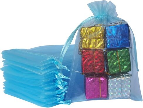 50 Count Gift Orgricza أكياس مع رباط 4 × 6 بوصة للأطفال الأزرق للمجوهرات ، الحلوى ، شموع شموع شفافة ، كيس شبكية شبكية للاستحمام الطفل ، عيد الميلاد ، الحفلات ، عيد ميلاد ، حفل زفاف ، دش الزفاف in Kuwait
