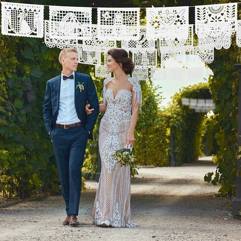 مكسيكي 50 قدم / 15 مترًا (3 عبوات) زفاف بيكدو بيكادو لافتة (بلاستيك) زفاف بودا كاسادوس موضوع فييستا سينو دي مايو لافتات خارج البوب ​​المكسيكي بيكادو ديكور ديكورات in Kuwait