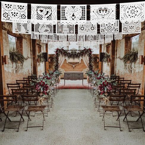 مكسيكي 50 قدم / 15 مترًا (3 عبوات) زفاف بيكدو بيكادو لافتة (بلاستيك) زفاف بودا كاسادوس موضوع فييستا سينو دي مايو لافتات خارج البوب ​​المكسيكي بيكادو ديكور ديكورات in Kuwait