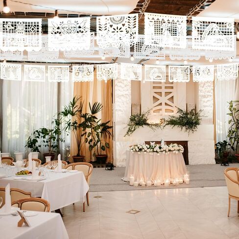 مكسيكي 50 قدم / 15 مترًا (3 عبوات) زفاف بيكدو بيكادو لافتة (بلاستيك) زفاف بودا كاسادوس موضوع فييستا سينو دي مايو لافتات خارج البوب ​​المكسيكي بيكادو ديكور ديكورات in Kuwait