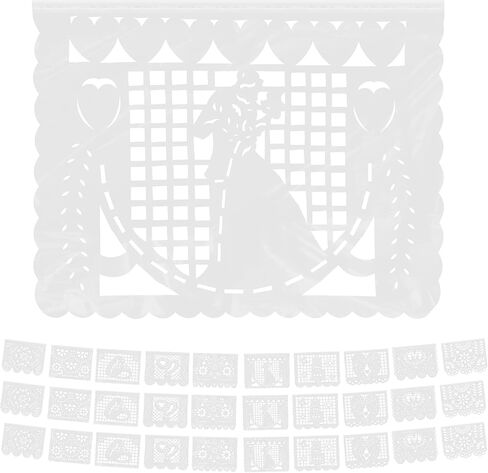 مكسيكي 50 قدم / 15 مترًا (3 عبوات) زفاف بيكدو بيكادو لافتة (بلاستيك) زفاف بودا كاسادوس موضوع فييستا سينو دي مايو لافتات خارج البوب ​​المكسيكي بيكادو ديكور ديكورات in Kuwait