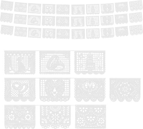 مكسيكي 50 قدم / 15 مترًا (3 عبوات) زفاف بيكدو بيكادو لافتة (بلاستيك) زفاف بودا كاسادوس موضوع فييستا سينو دي مايو لافتات خارج البوب ​​المكسيكي بيكادو ديكور ديكورات in Kuwait