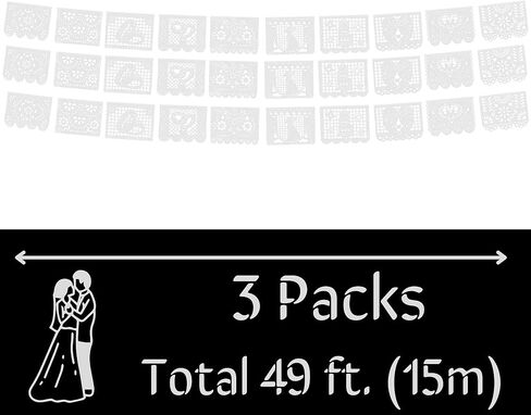 مكسيكي 50 قدم / 15 مترًا (3 عبوات) زفاف بيكدو بيكادو لافتة (بلاستيك) زفاف بودا كاسادوس موضوع فييستا سينو دي مايو لافتات خارج البوب ​​المكسيكي بيكادو ديكور ديكورات in Kuwait