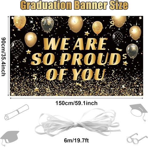 Graduation Decorations Blue Gold,Class of 2025 Congrats Grad Backdrop Banner,Congratulations Yard Sign Photography Background for 2025 Graduation Party Decorations in Saudi Arabia