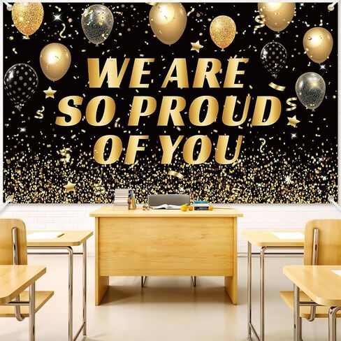 Graduation Decorations Blue Gold,Class of 2025 Congrats Grad Backdrop Banner,Congratulations Yard Sign Photography Background for 2025 Graduation Party Decorations in Saudi Arabia