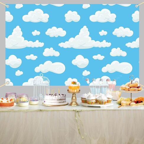 Blue Sky White Clouds Backdrop Cartorop Kids Birthday Party Decorations Boys Newborn Baby Birth Birthdy Photo Photo Photo Photo Props 70.8 × 43.3 inch in Saudi Arabia