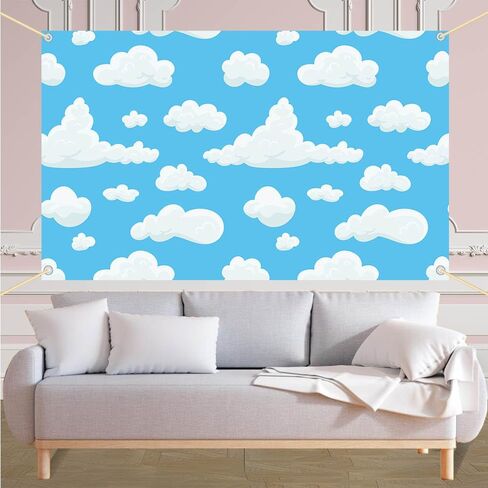 Blue Sky White Clouds Backdrop Cartorop Kids Birthday Party Decorations Boys Newborn Baby Birth Birthdy Photo Photo Photo Photo Props 70.8 × 43.3 inch in Kuwait