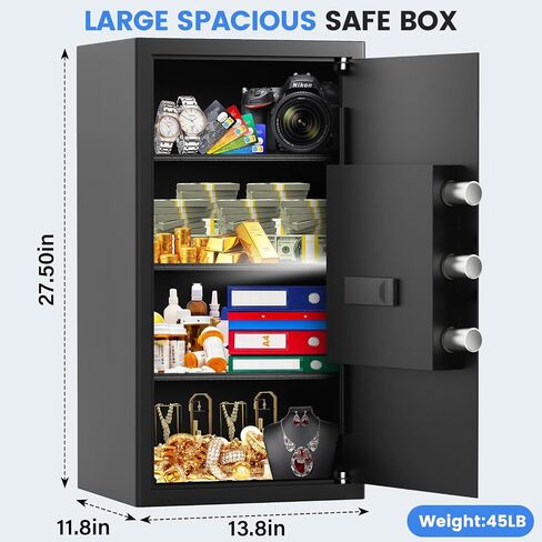 Steel Safe Box for Home Use, 1.6 Cubic Feet Security Home Combination Safes with Digital Program Keypad, Digital Security Money Document Safe Lock Box for Home Business Office in Kuwait
