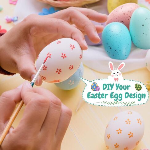 24PCS 2.4" Speckled Easter Eggs Decoration in 4 Foam Egg Cartons, 6 Colors Pastel Easter Eggs Decorative Bowl Basket Vase Fillers, Speckled Fake Eggs for DIY Spring Home Kitchen Table Decor Party Gift in Saudi Arabia