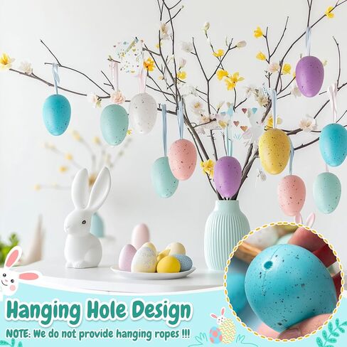 24PCS 2.4" Speckled Easter Eggs Decoration in 4 Foam Egg Cartons, 6 Colors Pastel Easter Eggs Decorative Bowl Basket Vase Fillers, Speckled Fake Eggs for DIY Spring Home Kitchen Table Decor Party Gift in Saudi Arabia