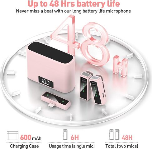 ميكروفون USB C لاسلكي Lavalier لأجهزة Android والكمبيوتر الشخصي والكمبيوتر المحمول وiPhone 15/16 وميكروفون USB مع خاصية إلغاء الضوضاء وميكروفون لاسلكي لتسجيل الفيديو ومدونة الفيديو ويوتيوب وTikTok in Kuwait