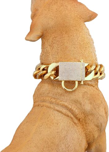 Big Dog Chain Collar Heavy Strong Gold Chain Bling Dog Collar Thick Solid Stainless Steel Wide 23MM Cuban Link Chain Choke Dog Collar for Medium Large Dogs (22inch) in Saudi Arabia