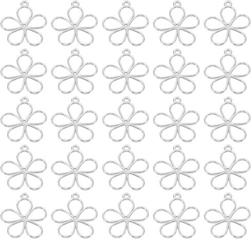 PATIKIL Hollow Flower Charm, Open Bezel Frame Pendants for Woman Necklace Earring Bracelet Jewelry Making and DIY Crafts in Saudi Arabia