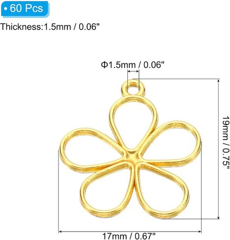 PATIKIL Hollow Flower Charm, Open Bezel Frame Pendants for Woman Necklace Earring Bracelet Jewelry Making and DIY Crafts in Saudi Arabia