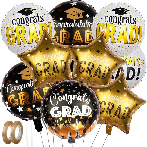 Graduation Balloons 9PCS - Class of 2025 Decorations, 18 Inch Foil Balloons for Congrats Grad, Kindergarten Graduation Party, Mylar Balloon Arch Kit with Automatic sealing in Saudi Arabia