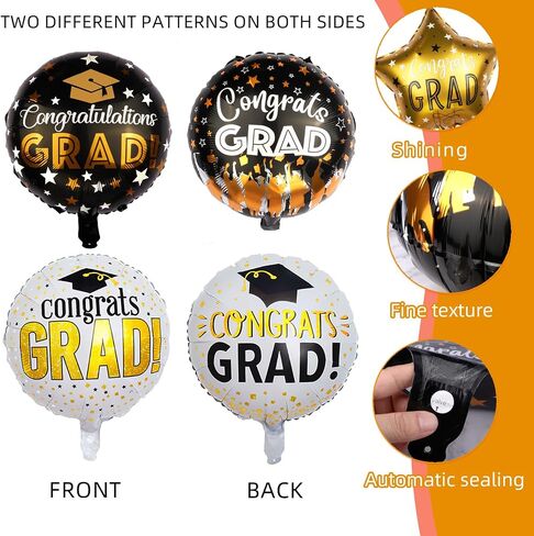Graduation Balloons 9PCS - Class of 2025 Decorations, 18 Inch Foil Balloons for Congrats Grad, Kindergarten Graduation Party, Mylar Balloon Arch Kit with Automatic sealing in Saudi Arabia