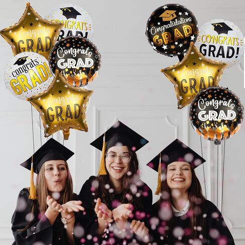 Graduation Balloons 9PCS - Class of 2025 Decorations, 18 Inch Foil Balloons for Congrats Grad, Kindergarten Graduation Party, Mylar Balloon Arch Kit with Automatic sealing in Saudi Arabia