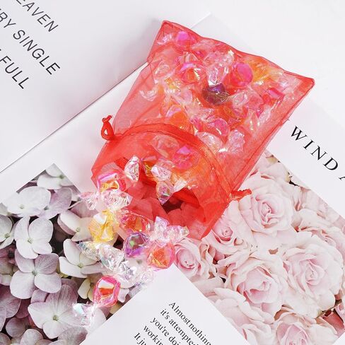 Bskifnn 50pcs Organza Bags Satin Drawstring Organza Pouch Wedding Christmas Mother's Day Valentine's Day Halloween Candy Bags Party Favor Gift Bag Jewelry Bags 4''x6''(10x15cm) (Red, 4x6 Inch) in Saudi Arabia