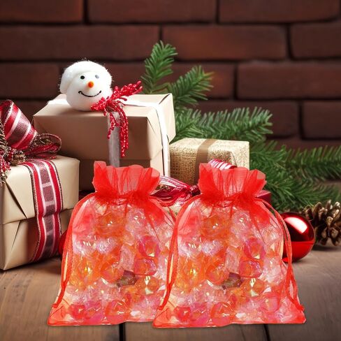 Bskifnn 50pcs Organza Bags Satin Drawstring Organza Pouch Wedding Christmas Mother's Day Valentine's Day Halloween Candy Bags Party Favor Gift Bag Jewelry Bags 4''x6''(10x15cm) (Red, 4x6 Inch) in Saudi Arabia