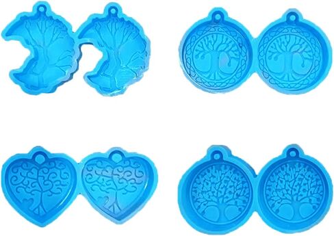 1/4pcs حياة راتنج شجرة الحلق القالب السيليكون الإبوكسي قرط القلب قلب القلادة القلادة مفاتيح القالب الزخرفة ، حوالي 5.5 سم/2.16 بوصة ، كما يظهر الموافقة المسبقة عن علم in Kuwait