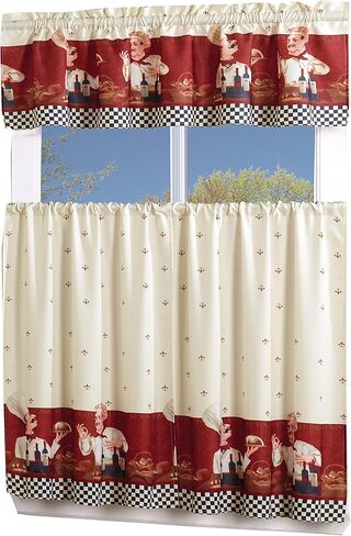 MarCielo 3 Piece Printed Floral Kitchen/Cafe Curtain with Swag and Tier Window Curtain Set, White, Sunflower in Saudi Arabia
