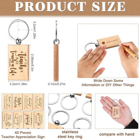 Seajan 120 Pcs Teacher Appreciation Gift Include Teacher Motivational Notebook Journal Retractable Bamboo Ballpoint Pen Wooden Keychain Thank You Gift Bulk for Teachers' Day Student School Supplies in Saudi Arabia