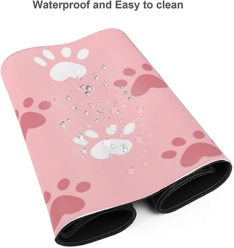 Famame Laptop Mouse Pad Cute Pink Cat Paws Print Desk Mat with Stitched Edges 31.5X 11.8 inch Non-Slip Large Keyboard Rubber Writing Table Mat for Office Home in Kuwait
