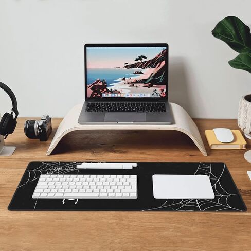 Famame Laptop Mouse Mouse Pad Pink Pink Cat Paws Print Desk Mat مع حواف مخيط 31.5x 11.8 بوصة in Kuwait