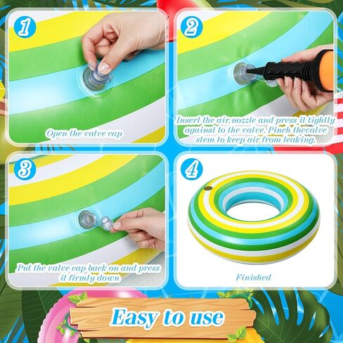 ShinyRelief 50 Inch Giant Inflatable Blue Stripe Tube Floats Donut Pool Float Adult Size Pool Floaties Toys for Swimming Party Decorations in Kuwait