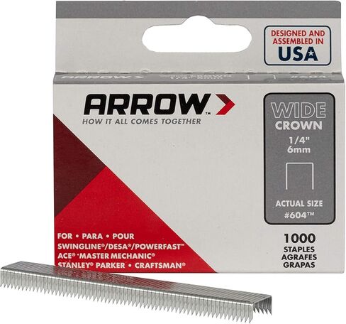 دبابيس تاج واسعة 60830 من Arrow للمسدسات الأساسية والكباسات، تستخدم للتنجيد والحرف اليدوية والإصلاحات العامة، طول الساق 1/2 بوصة، عرض التاج 1/2 بوصة، 1000 حزمة in Kuwait
