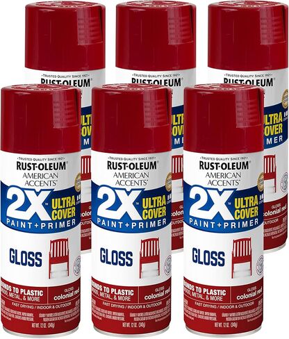 Rust-Oleum 327877-6 PK American Accents Spray Paint, 12 Ounce (Pack of 6), Gloss Colonial Red, 72 Ounce in Saudi Arabia