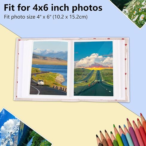 Photo Album 100 Photos (4 x 6 Inch) - Portable Mini Linen Cover Scrapbook Album for Kids Birthday Family Wedding Anniversary Art & Craft Projects in Kuwait