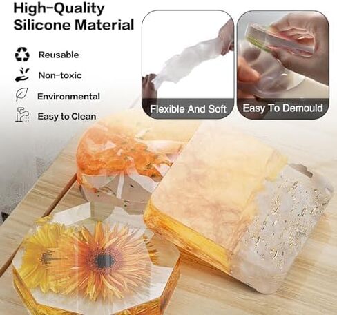 Resin Molds Set - 6-Cavity Deep Silicone Molds for Epoxy Resin, Round Square Hexagonal Coaster Shapes for Casting, DIY Crafts, Home Decoration in Saudi Arabia