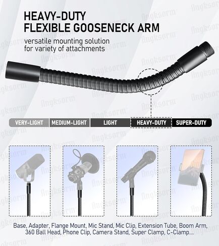 24-INCH Heavy-Duty Microphone Flexible Gooseneck Hose Arm - Mic Stand Mount Extension Tubes with Universal 5/8-27" Thread in Saudi Arabia