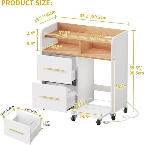 DWVO Printer Stand with Storage, File Cabinet with Charging Station, Printer Table Cabinet for Home Office, Printer Stand Cart, Fits A4, Letter, Legal Size Files, Office Furniture, Black in Saudi Arabia