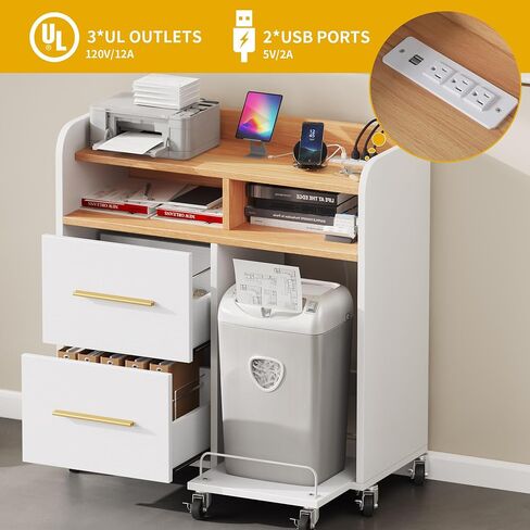 DWVO Printer Stand with Storage, File Cabinet with Charging Station, Printer Table Cabinet for Home Office, Printer Stand Cart, Fits A4, Letter, Legal Size Files, Office Furniture, Black in Saudi Arabia