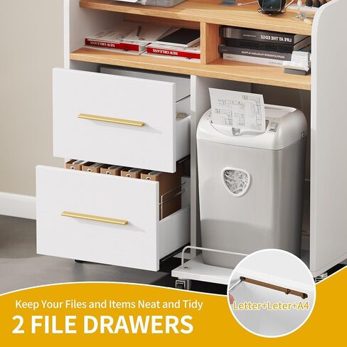 DWVO Printer Stand with Storage, File Cabinet with Charging Station, Printer Table Cabinet for Home Office, Printer Stand Cart, Fits A4, Letter, Legal Size Files, Office Furniture, Black in Saudi Arabia