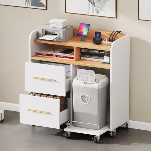 DWVO Printer Stand with Storage, File Cabinet with Charging Station, Printer Table Cabinet for Home Office, Printer Stand Cart, Fits A4, Letter, Legal Size Files, Office Furniture, Black in Saudi Arabia