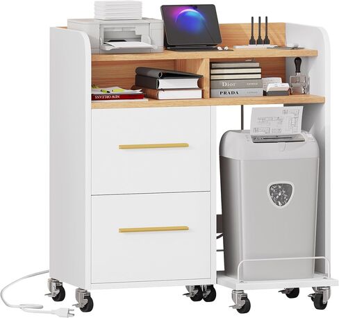 DWVO Printer Stand with Storage, File Cabinet with Charging Station, Printer Table Cabinet for Home Office, Printer Stand Cart, Fits A4, Letter, Legal Size Files, Office Furniture, Black in Saudi Arabia
