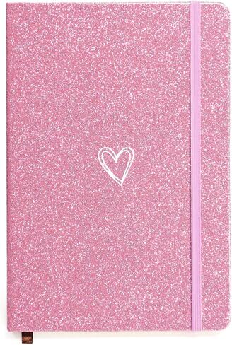 Bling A5 Notebook, Lined Journal Notebook A5 Notepad for Girls Women,Cute Heart Pattern Design Glitter Diary College Ruled Hardcover Notebook for Work, School, Note Taking, Business-Pink in Kuwait