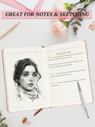 Bling A5 Notebook, Lined Journal Notebook A5 Notepad for Girls Women,Cute Heart Pattern Design Glitter Diary College Ruled Hardcover Notebook for Work, School, Note Taking, Business-Pink in Kuwait
