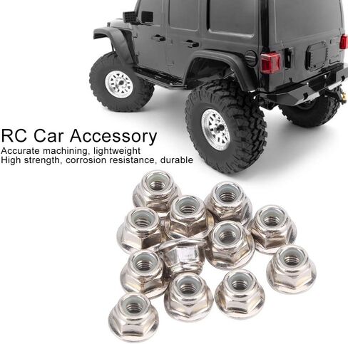 RC Nuts, 12PCS Non Slip Tire 4mm Lock Nut Compatible with SCX10 1/10 RC Model Car(Black) in Saudi Arabia