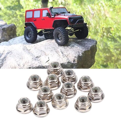 RC Nuts, 12PCS Non Slip Tire 4mm Lock Nut Compatible with SCX10 1/10 RC Model Car(Black) in Saudi Arabia