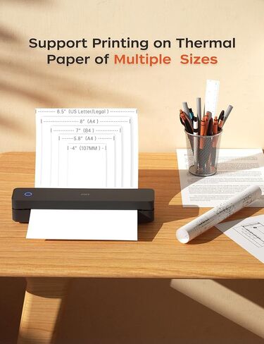 PRT Portable Printer Wireless for Travel, Bluetooth Thermal Printer Support 8.5" X 11" US Letter A4 A5, Compatible with iPhone, Android & Laptop, Inkless Printer for Office, Home, School, White in Kuwait