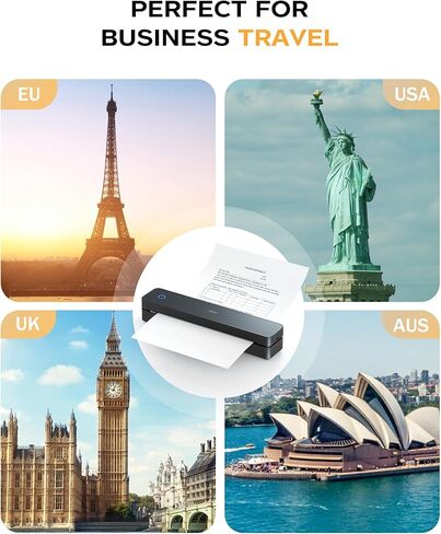 PRT Portable Printer Wireless for Travel, Bluetooth Thermal Printer Support 8.5" X 11" US Letter A4 A5, Compatible with iPhone, Android & Laptop, Inkless Printer for Office, Home, School, White in Kuwait