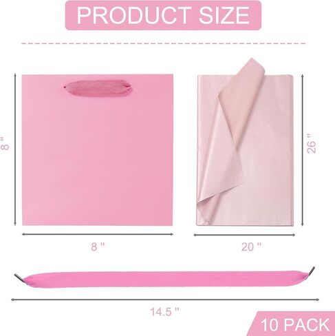 AZOWA White Square Gift Bags with Tissue - 6 Inch Paper Bags with Handles Birthday Party Favor Christmas Wedding Gift Box Flowers Decoration (10 PCS, 6x6x6 in) in Saudi Arabia