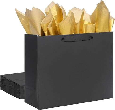 QIELSER 12 Pack Kraft Gift Bags Bulk Extra Large Size with Tissue Paper 16x6x12 Inches, White Paper Bags with Ribbon Handles for Party Favor, Shopping, Retail, Wedding, Business, Birthday, Christmas in Saudi Arabia