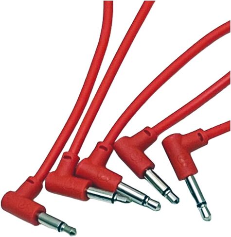 Luigis Modular M-PAR Right Angled Eurorack Patch Cables - Package of 5 Red Cables, 6" (15 cm) in Kuwait